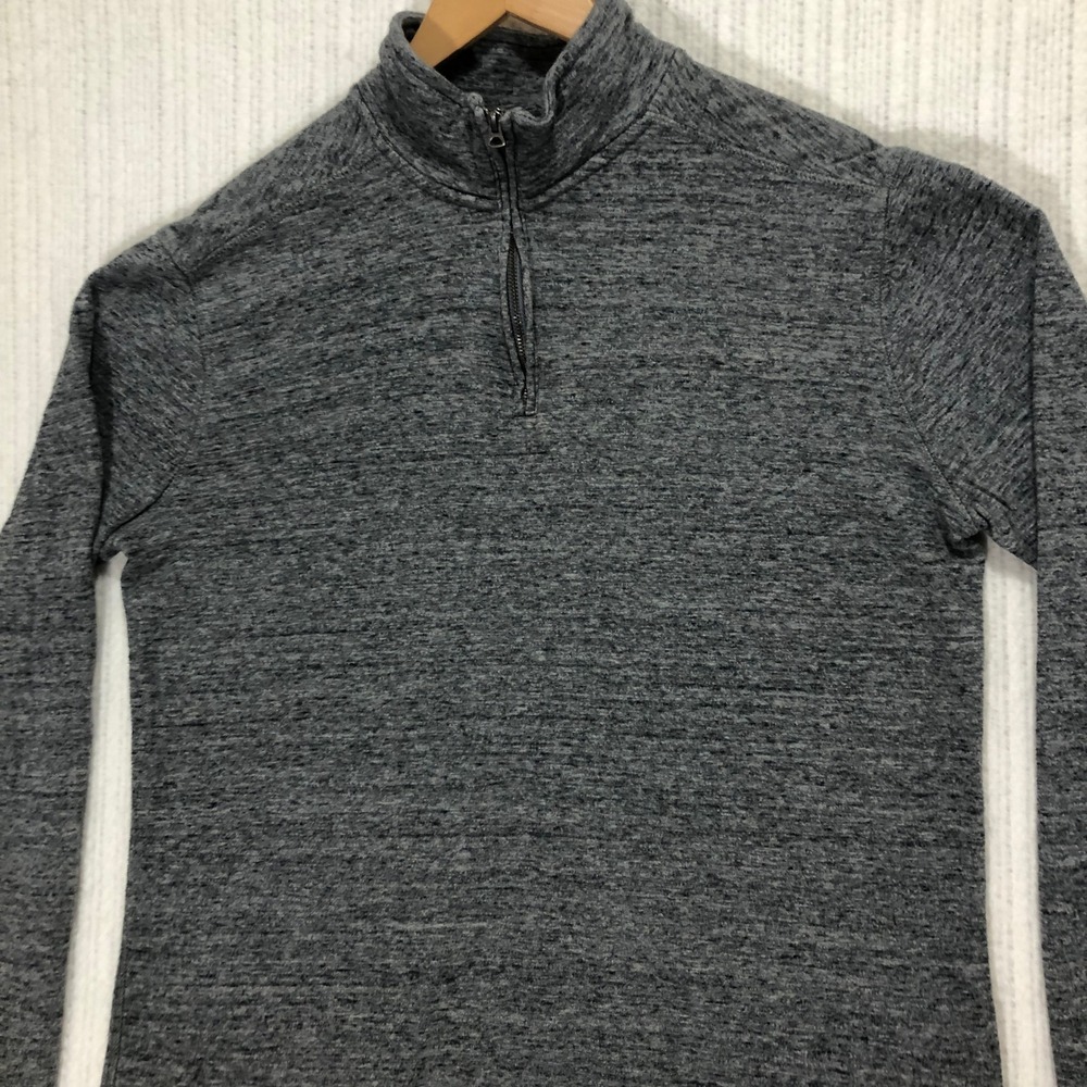 J. Crew Knit Goods‎ Quarter Zip Pullover Heather Gray Cotton Blend M